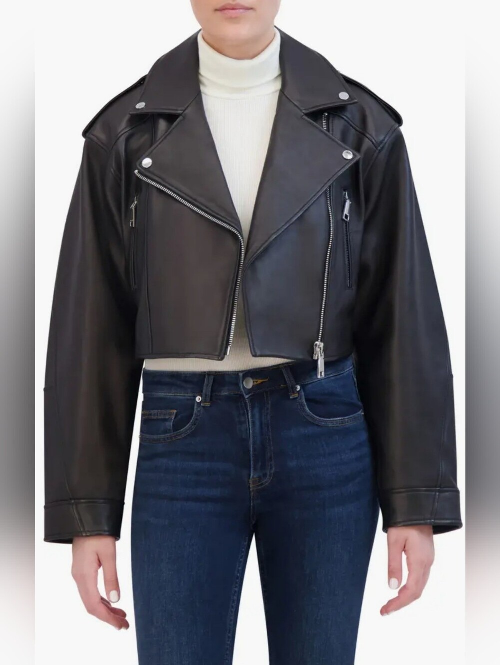 Rebecca Minkoff Oversized Cropped Leather Jacket
